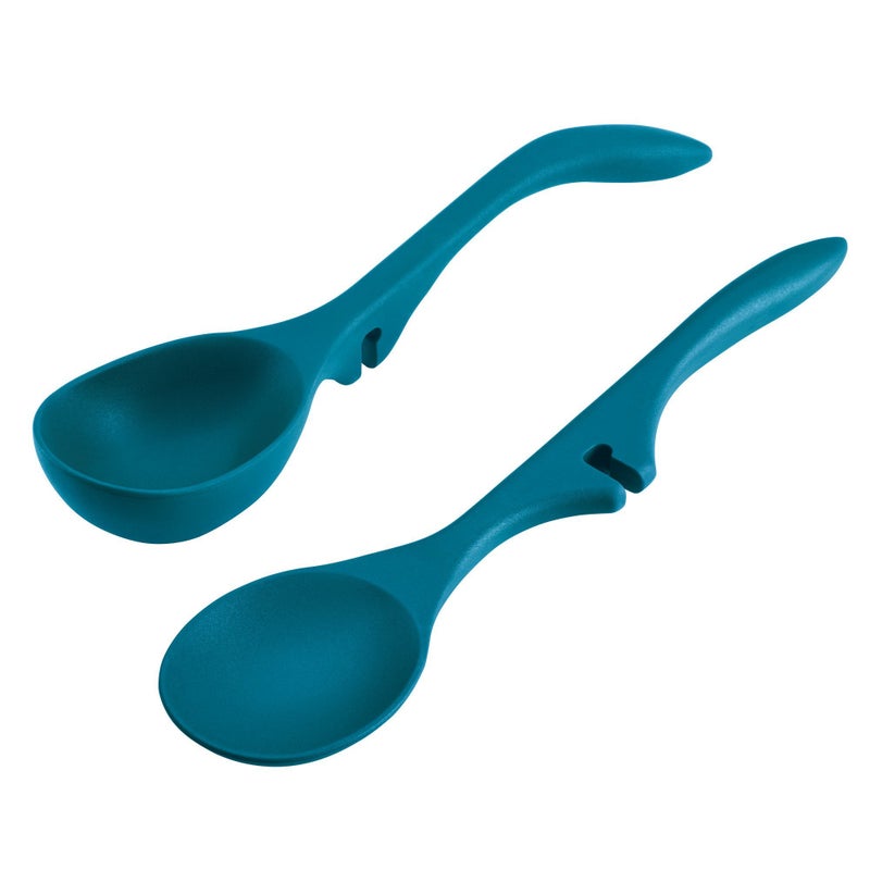 Rachael Ray Nonstick Kitchen Tools and Gadgets Lazy Spoon/Lazy Ladle Set, 2-Piece, Marine Blue, Small - 46834 - Image 1